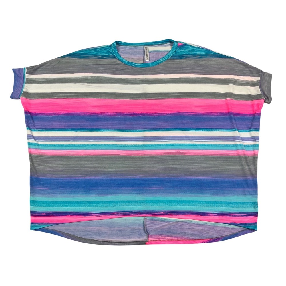 Dear Scarlett Womens Striped Short Sleeve Oversized Top Striped Multicolor Small